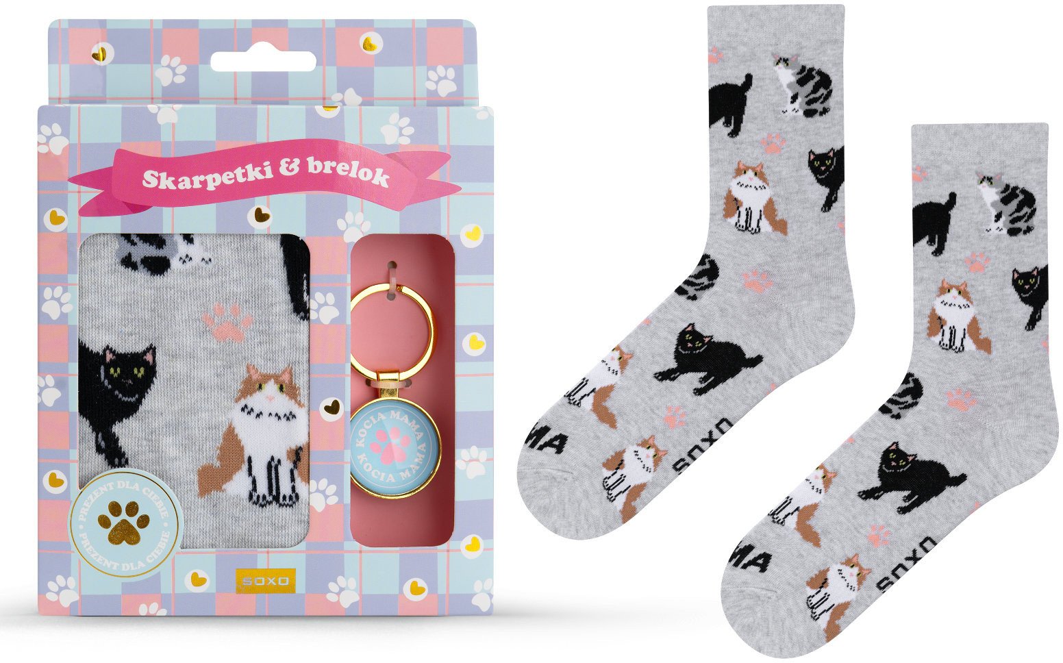 Zestaw skarpetki + brelok Kocia Mama 3540