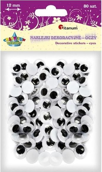Titanum Oczy samoprzylepne bez rzęs 12mm okrągłe 80szt