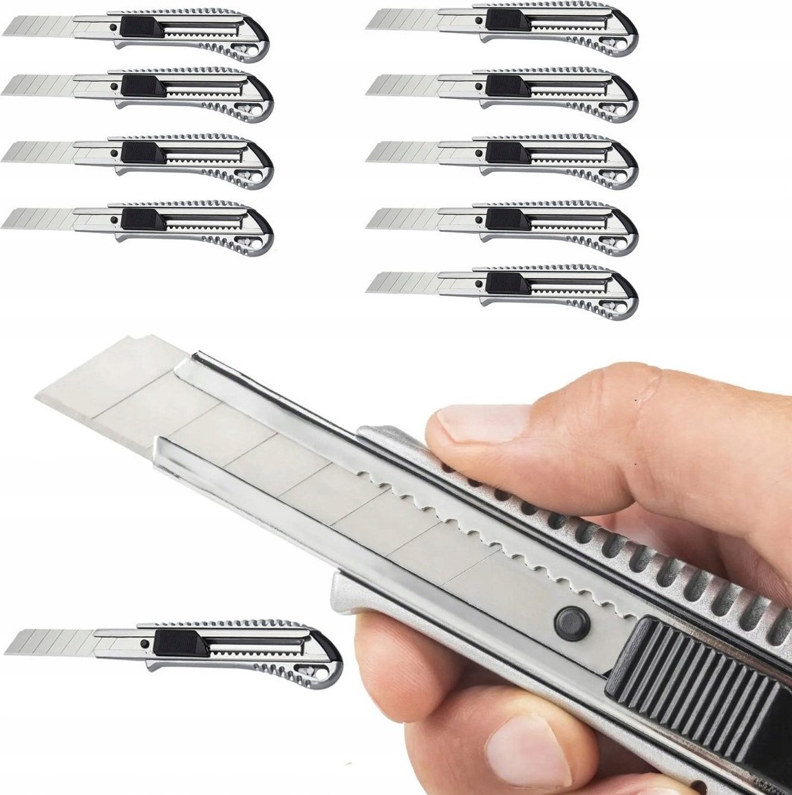 Rosfix 10x NÓŻ DO TAPET MTALOWY NOŻYK 18 MM OSTRZE ŁAMANE