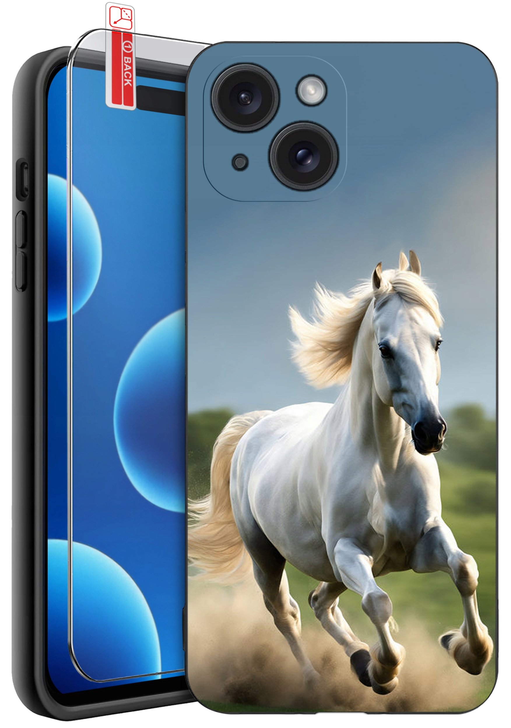 ETUI do iPhone 15 | WZORY | SILIKONOWE MATT CASE + SZKŁO 9H