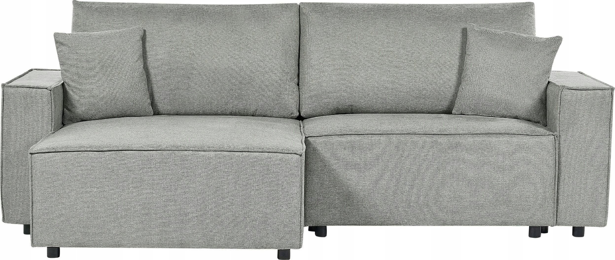 Beliani Narożnik prawostronny rozkładany z pojemnikiem szary KARILA