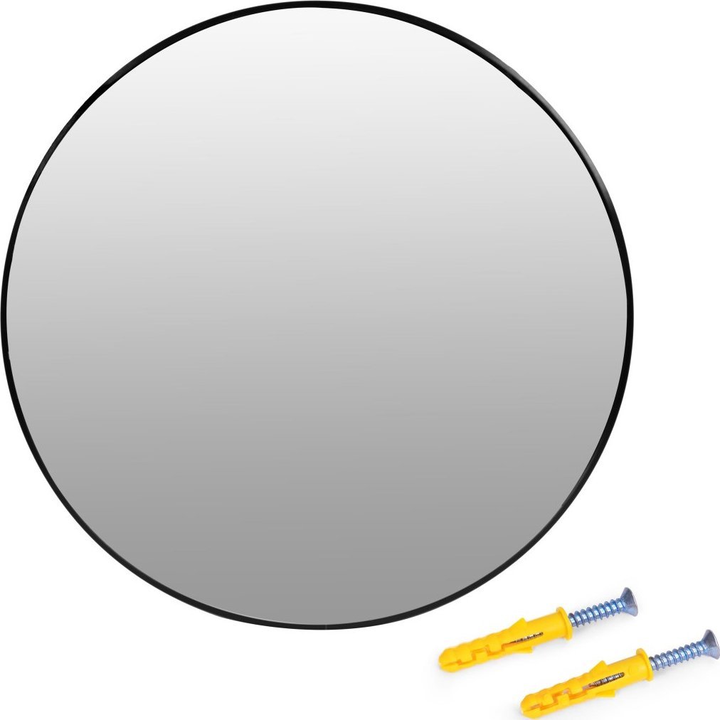 ModernHome Okrągłe lustro ścienne 60 cm wiszące nowoczesne czarna rama aluminium ModernHome