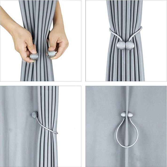 CreativeHome AG701 KLAMRA DO FIRAN ZASŁON MAGNES 2szt SZARY