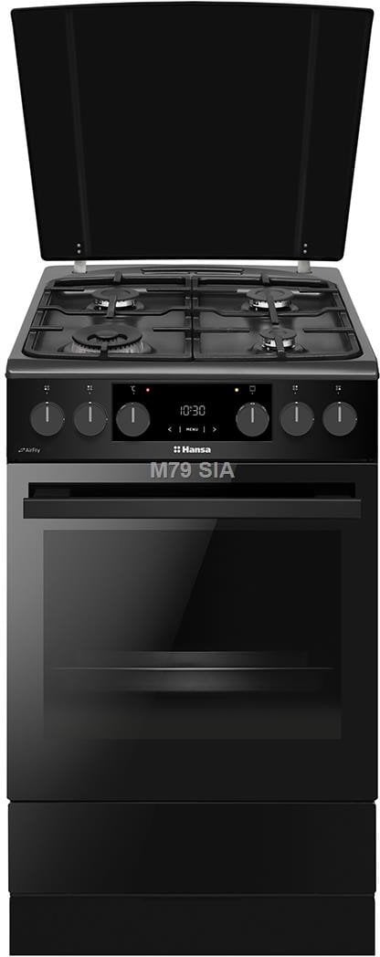 Hansa 65 L platums 50 cm mateta melna - Elektriska plits ar gazes virsmu