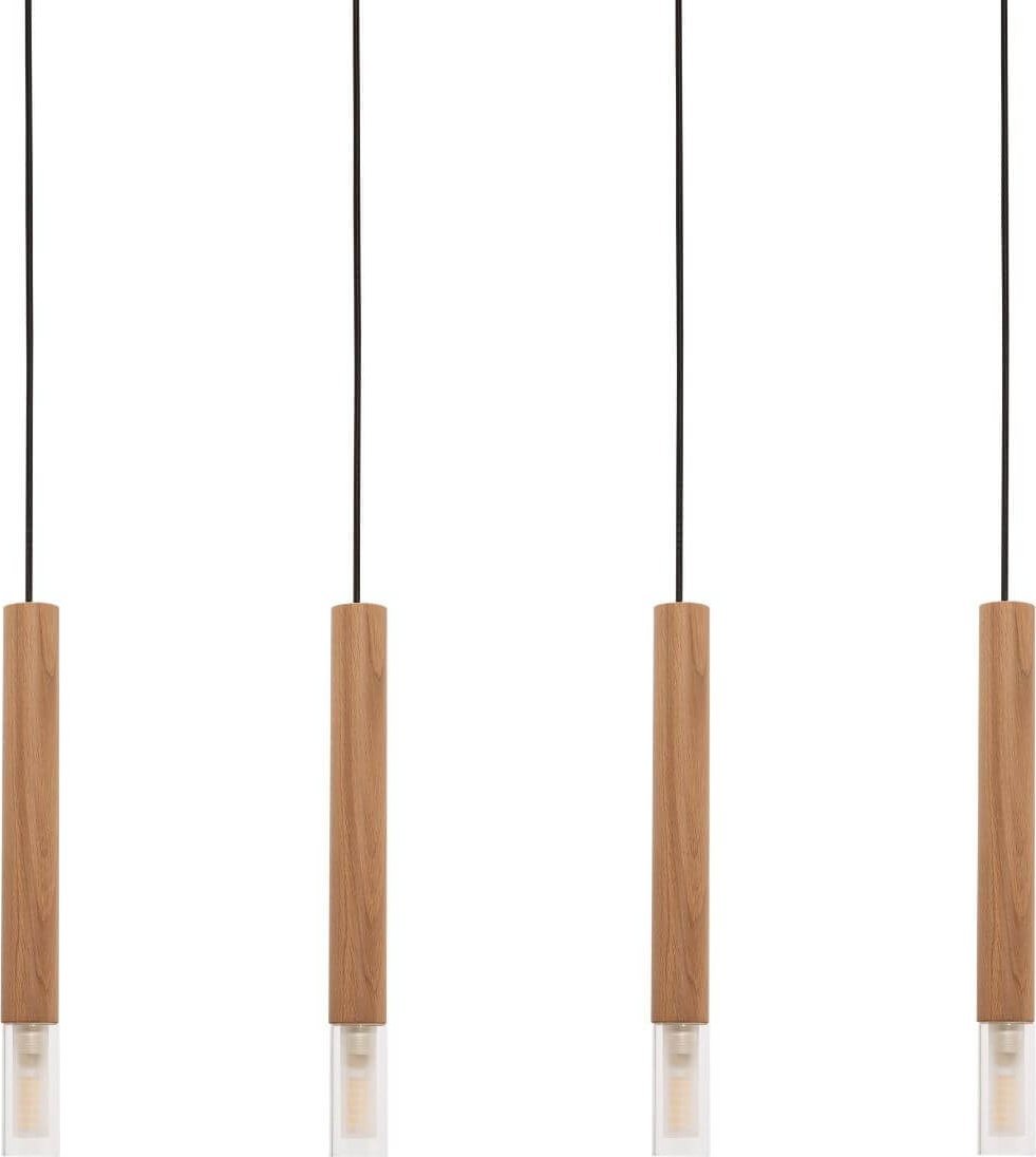 Lampa wisząca Zumaline Wisząca lampa skandynawska Madera drewniane tuby do jadalni