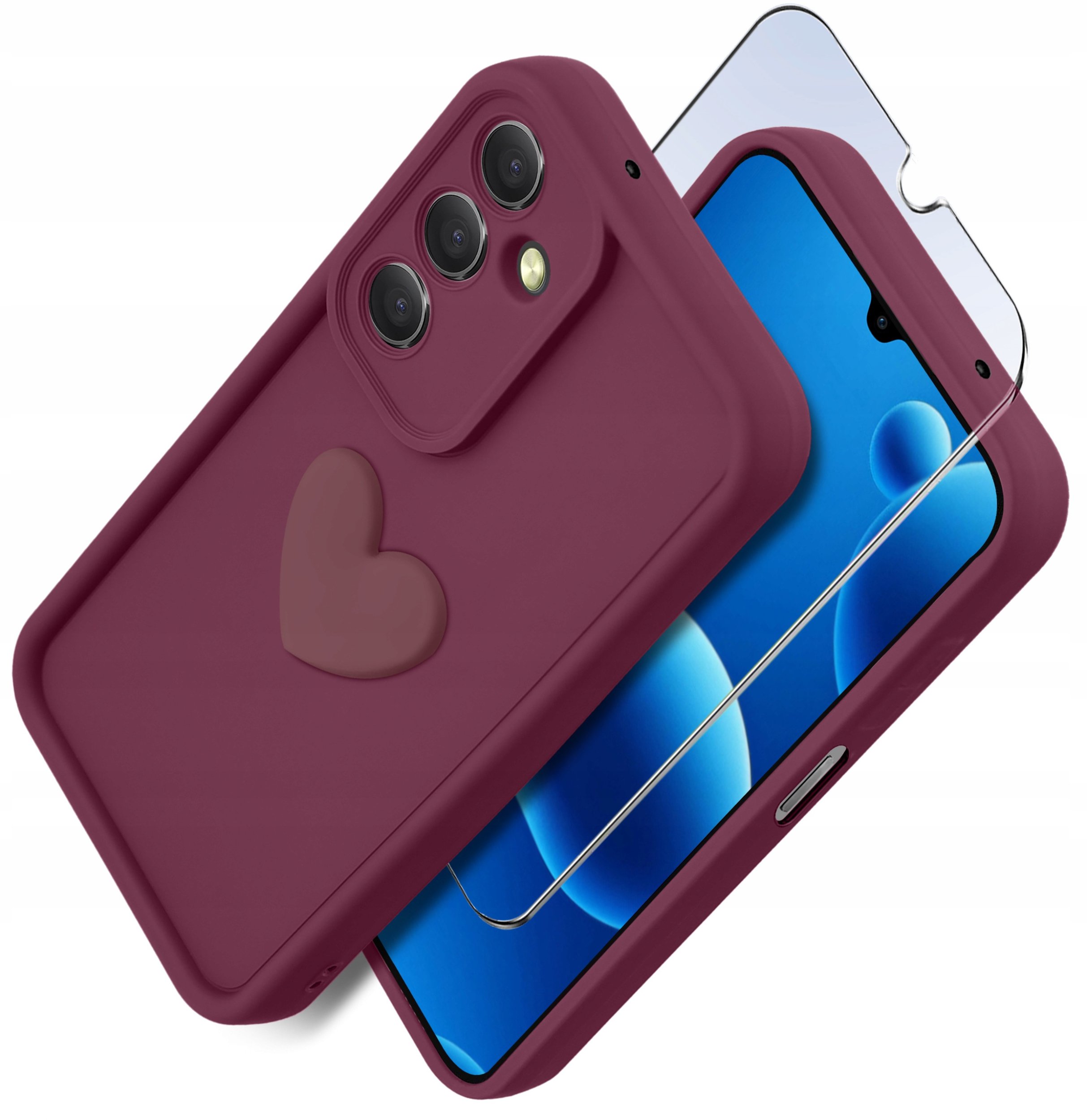 Etui do Samsung A26 5G silikonowe MATOWE serce + Szkło ochronne 9H