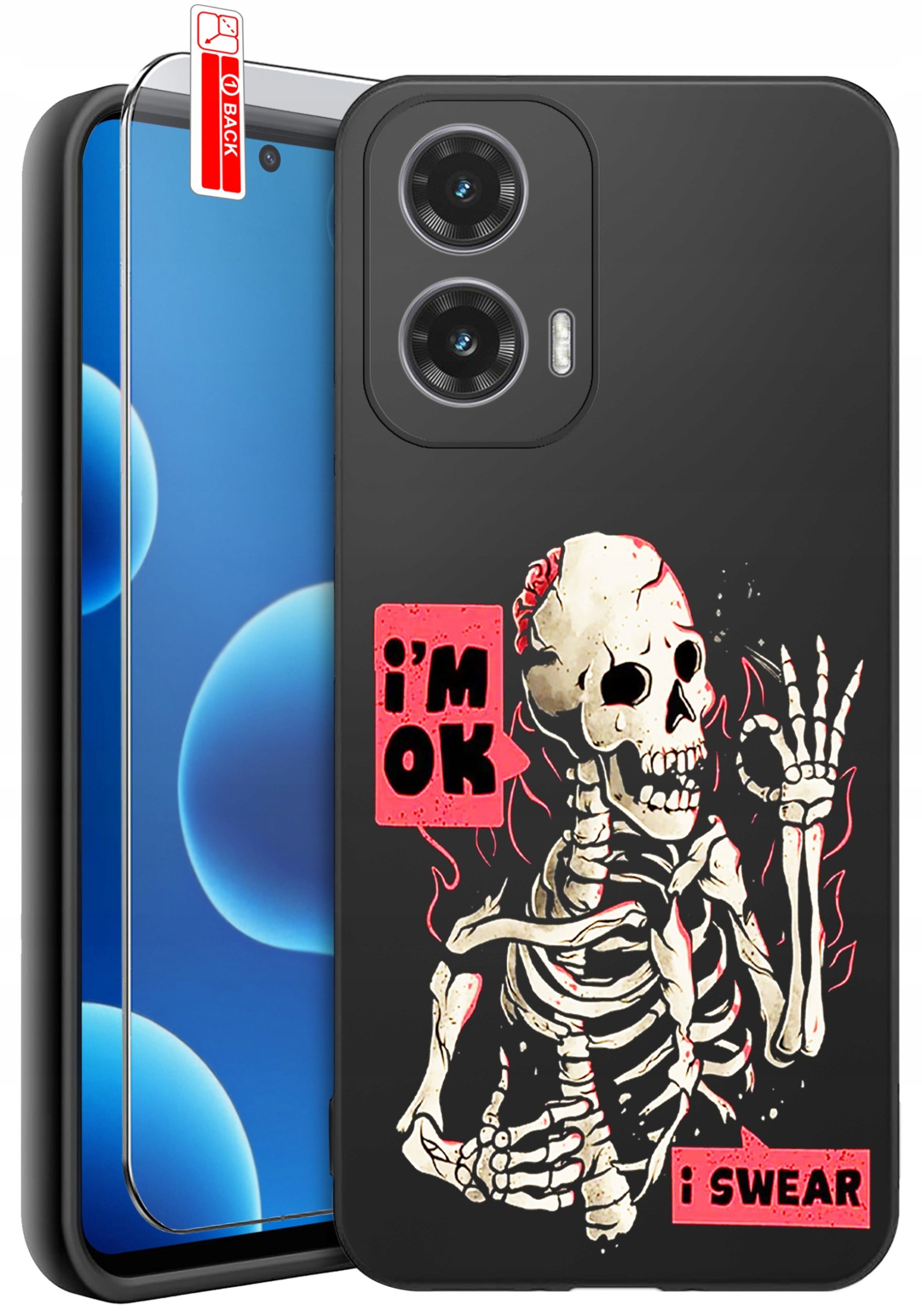 ETUI do Motorola Moto G45 5G | WZORY | SILIKONOWE MATT CASE + SZKŁO 9H