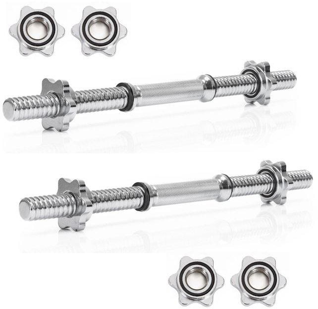 Gryf krótki 48 cm do hantli z zaciskami zestaw 2 szt. gwintowane 28 mm stal chromowana UNIWERSALNY