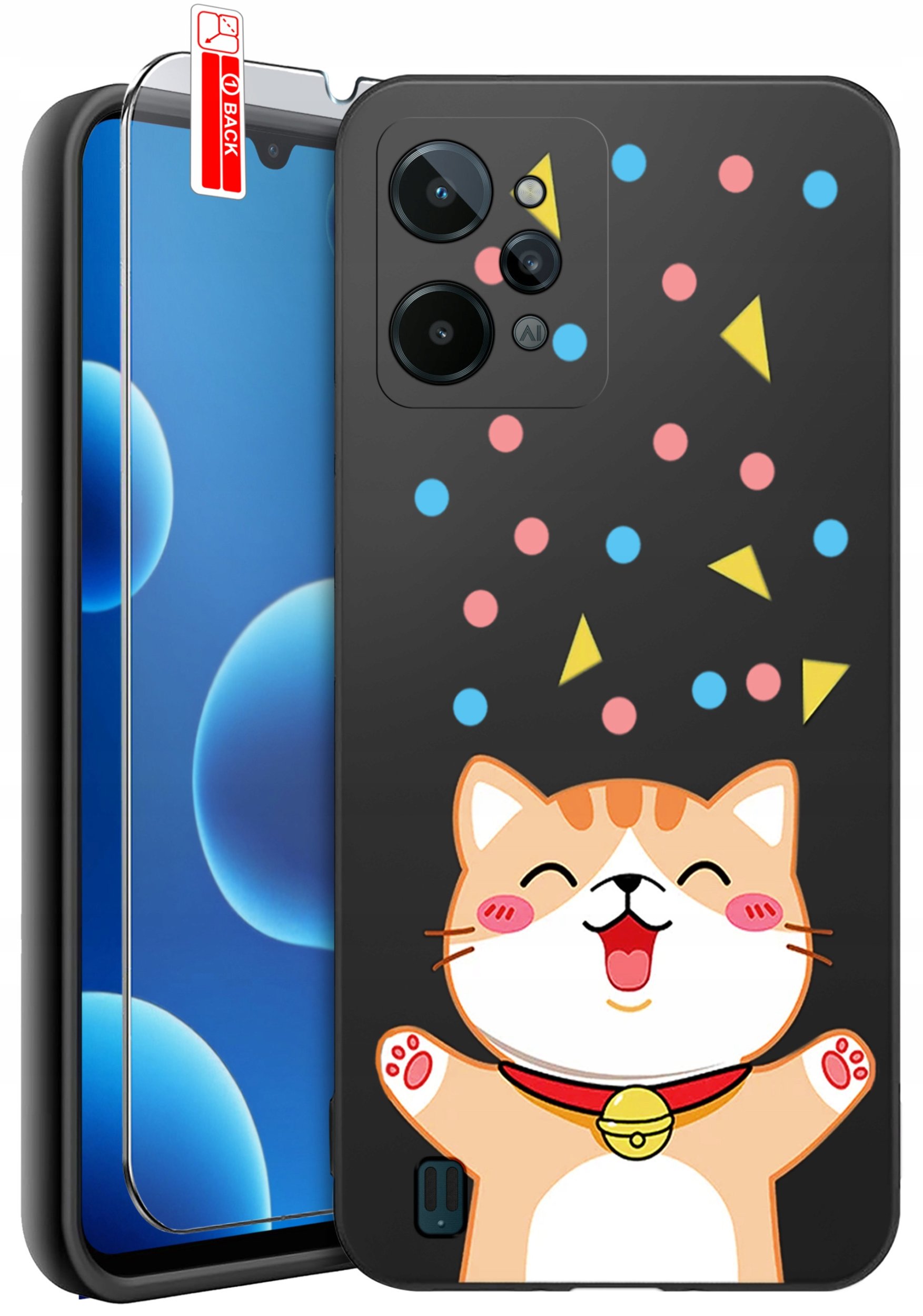 ETUI do Realme C31| WZORY | SILIKONOWE MATT CASE + SZKŁO 9H