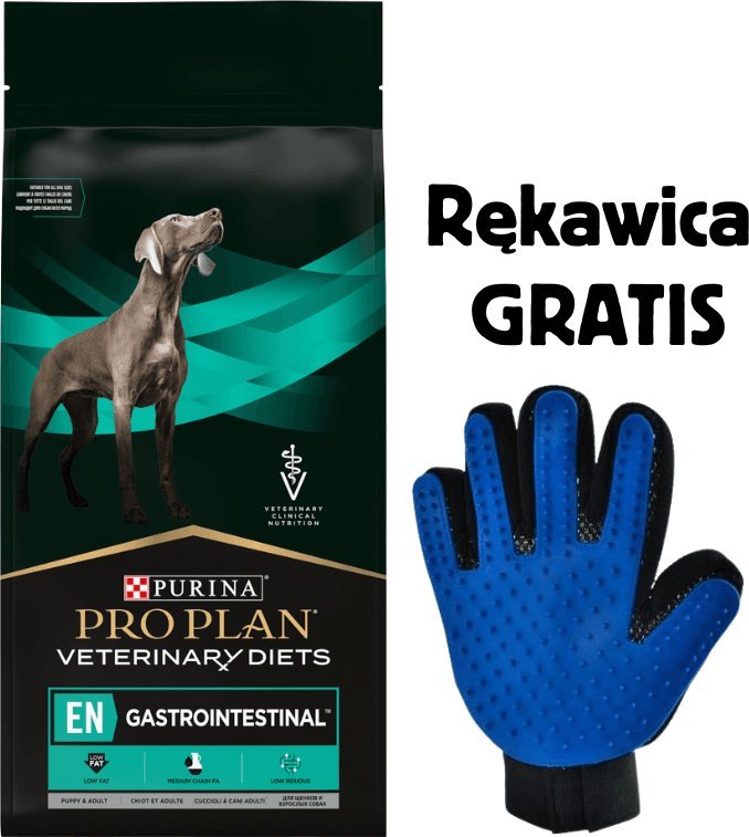 Purina Pro Plan PRO PLAN Veterinary Diets Canine EN Gastrointestinal Karma sucha dla psa 12kg + Rękawica do czesania GRATIS!