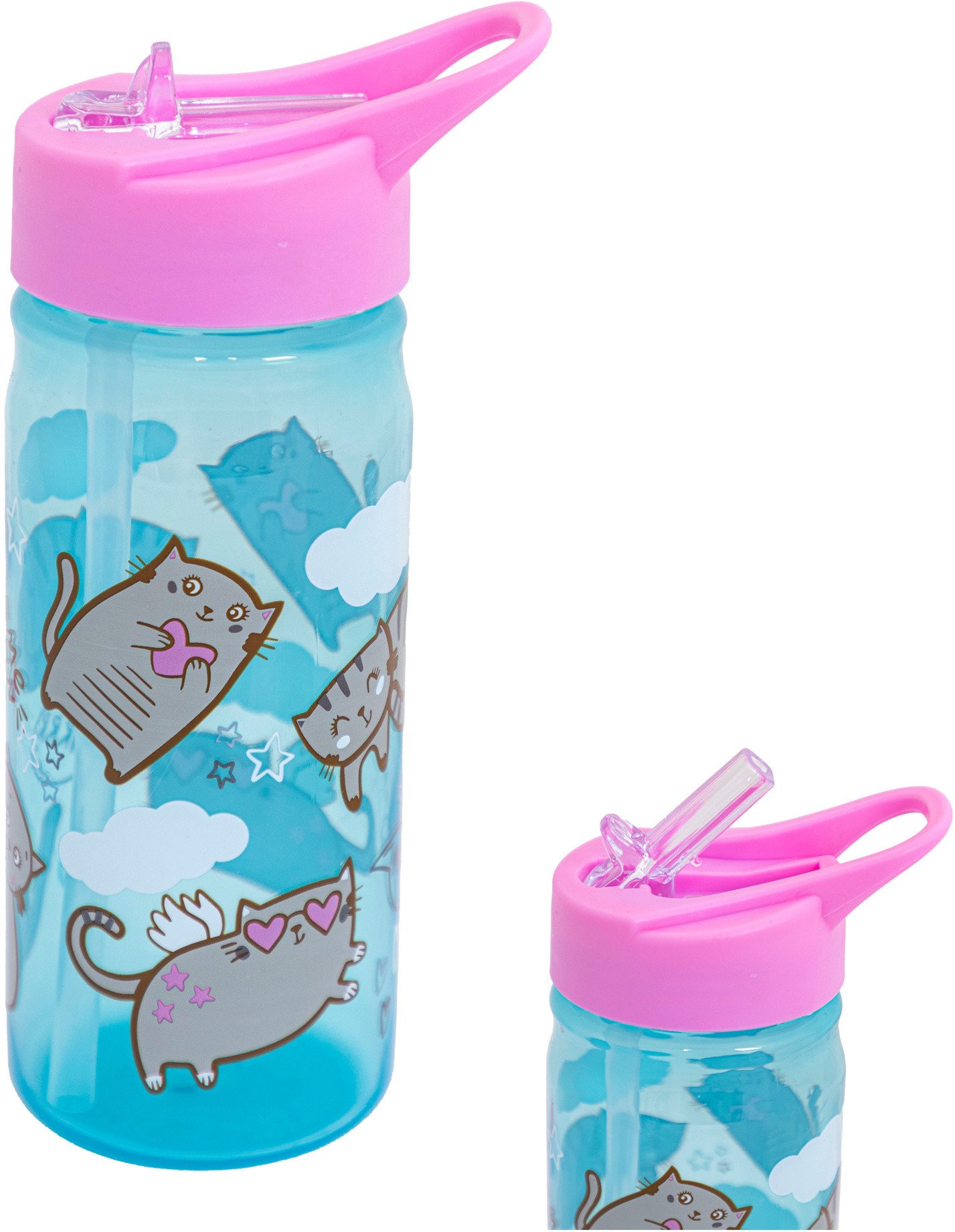 Bidon na wodę AQUA PURE butelka z rurką 450ml z kotkami Meow ASTRA
