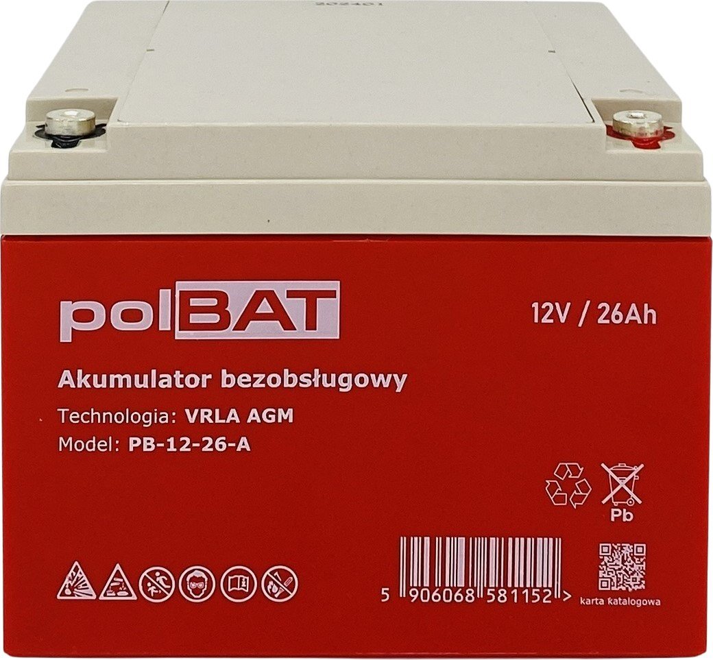 polBAT Akumulator AGM 12V 26Ah polBAT