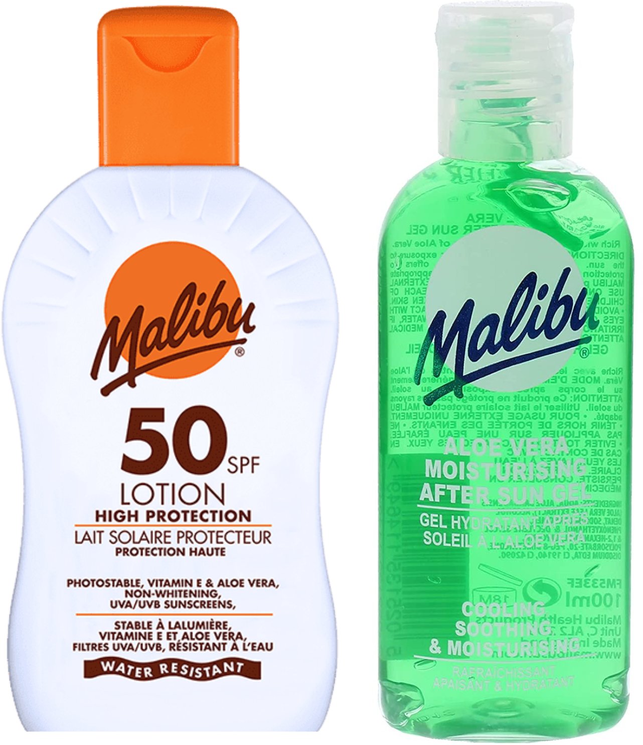 Malibu Wodoodporny Balsam SPF50 100ml + Aloe Po Opalaniu 100ml