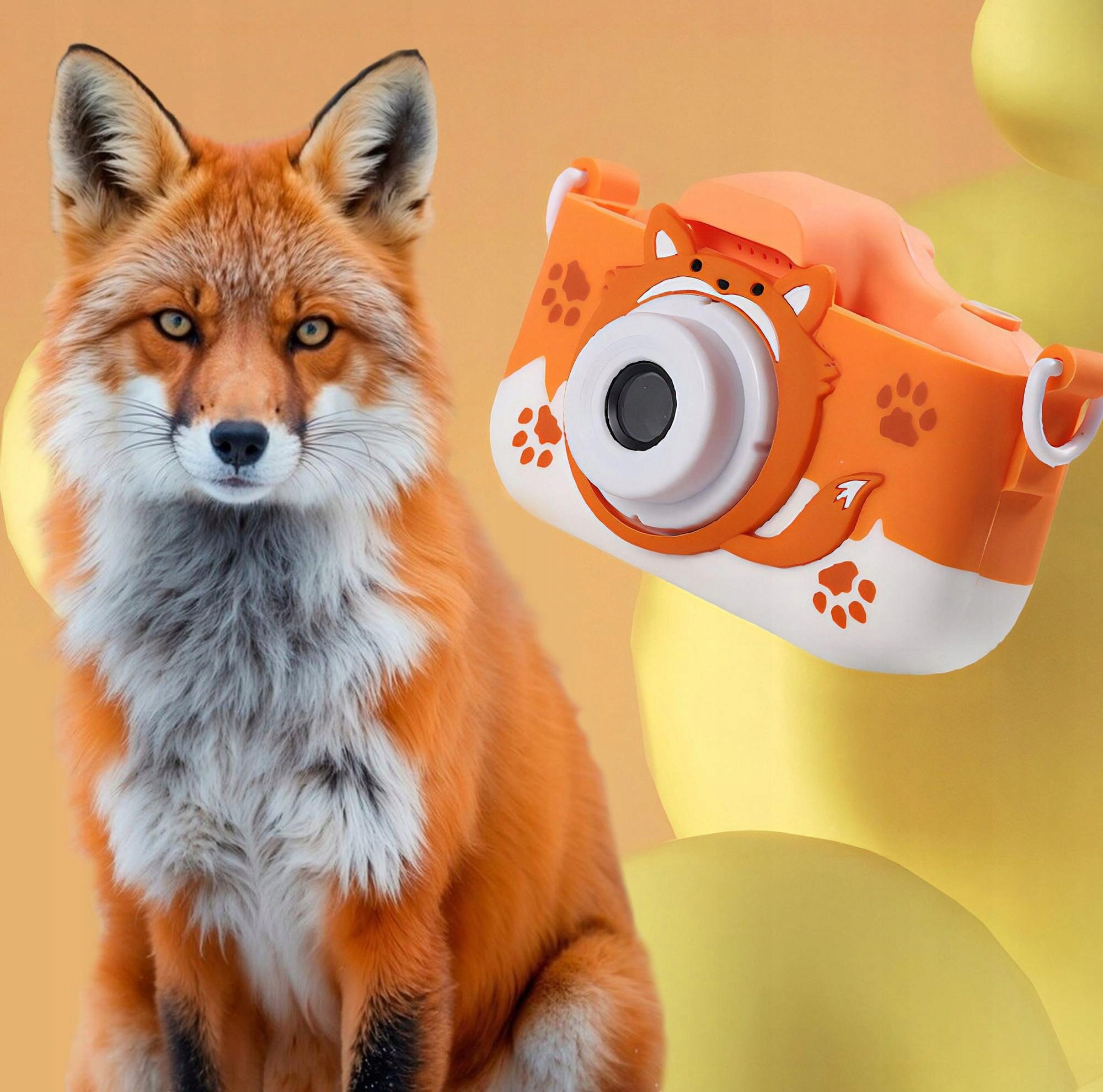 Aparat Cyfrowy Dla Dzieci Pomarańczowy Do Zdjęć Lisek Karta Pamięci Zestaw