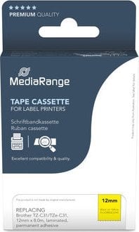 MediaRange MediaRange Schriftbandka. Brother TZ-C31/TZe-C31 12mm 8m sw