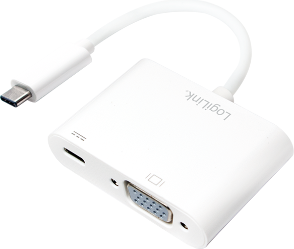 Adapter USB LogiLink USB-C - VGA + USB-C Biały (UA0259)