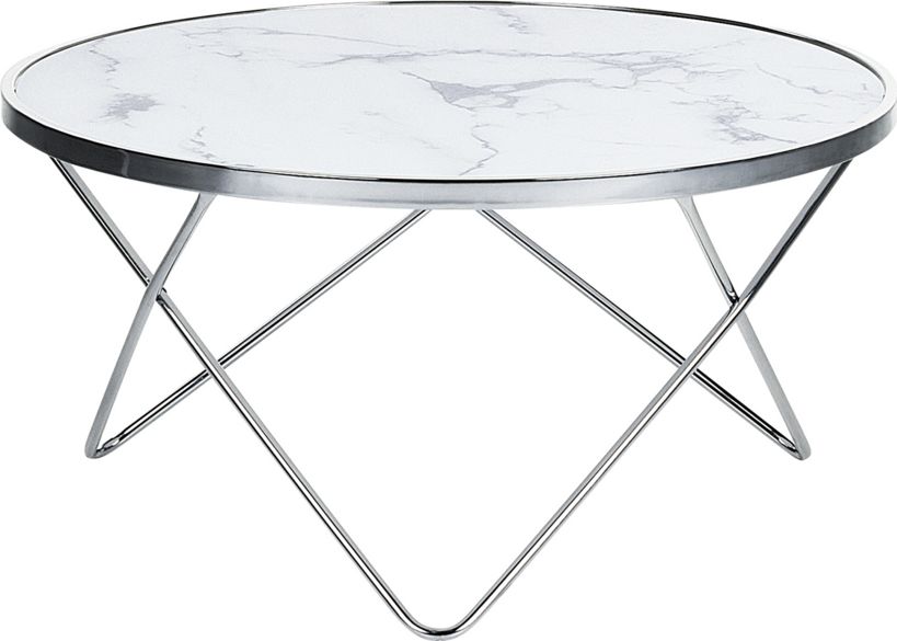 Beliani Stolik kawowy efekt marmuru biało-srebrny MERIDIAN II