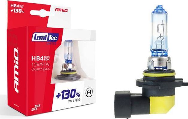 AMiO Zestaw żarówek halogenowych HB4 12V 51W LumiTec LIMITED +130% DUO BOX