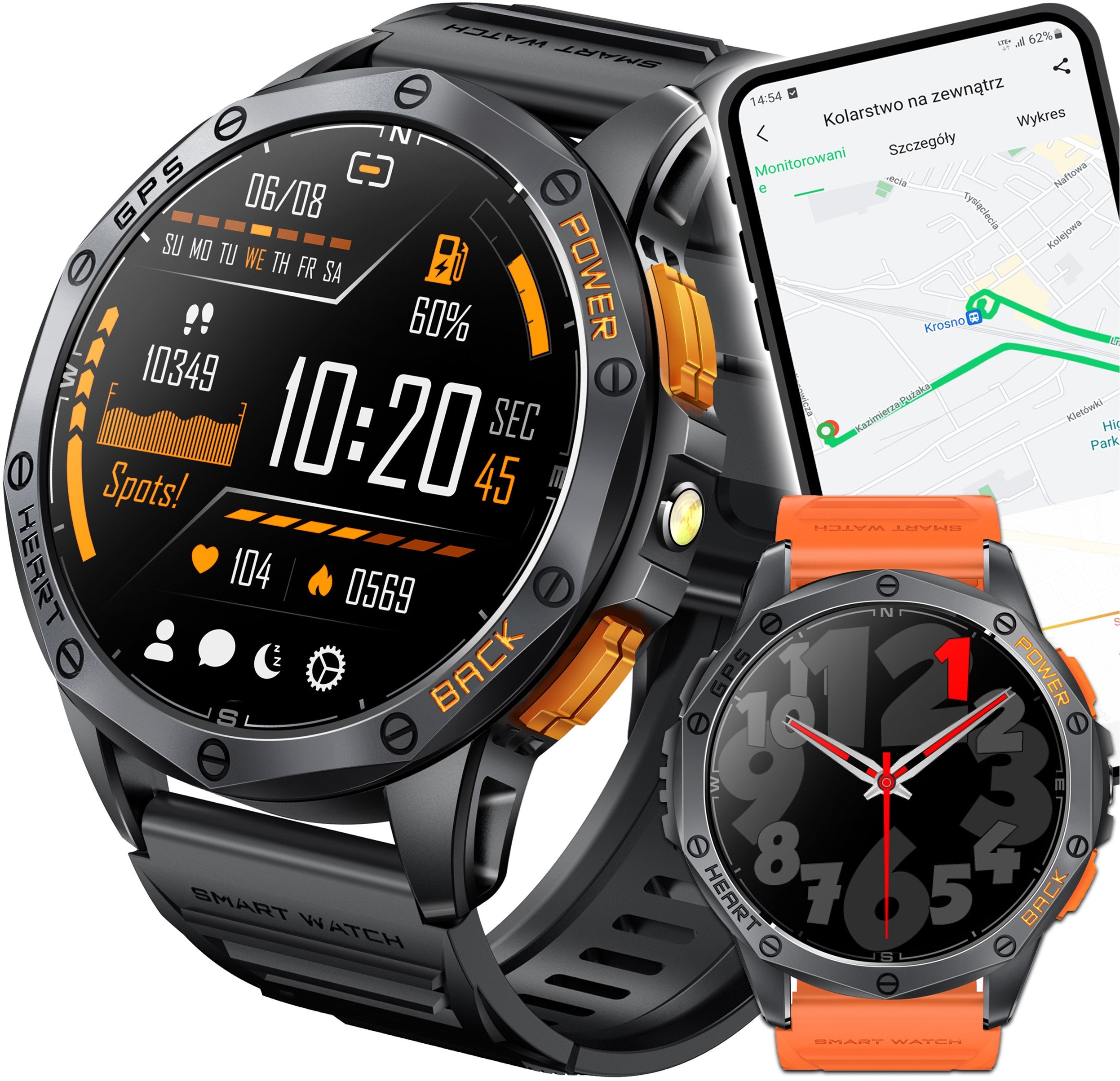 SMARTWATCH MĘSKI GPS MENU POLSKIE WODOODPORNY SPORT ROZMOWY SMART WATCH PL