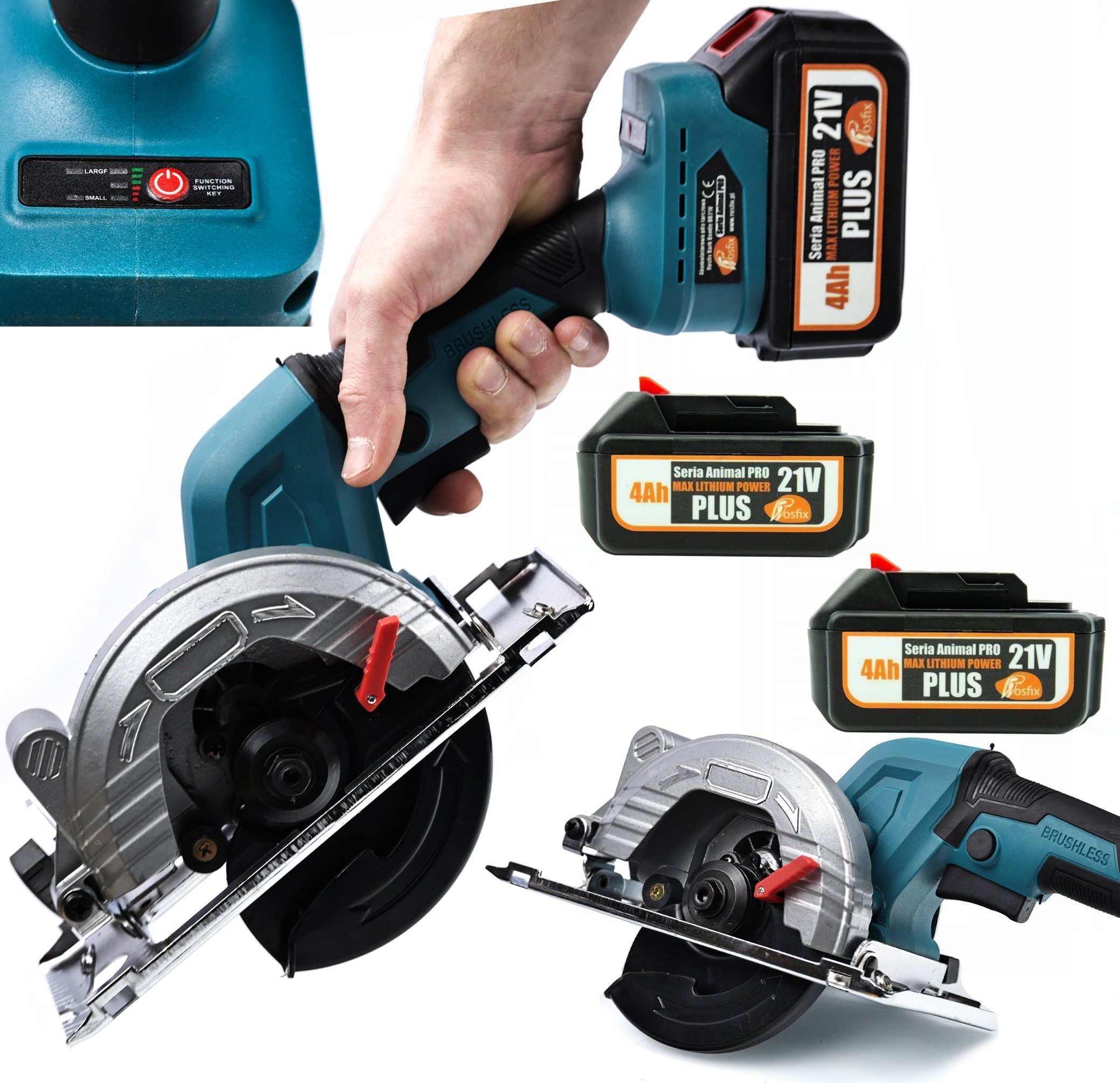 Rosfix PRZECINARKA PILARKA PIŁA TARCZOWA AKUMULATOROWA RĘCZNA DO DREWNA 21V 2x4aH