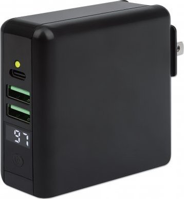 Szybkozłączka Prestigio Manhattan cestovní nabíječka a powerbanka, 4-in-1, 8.000 mAh, Interchangeable US/EU/UK Plugs, černá