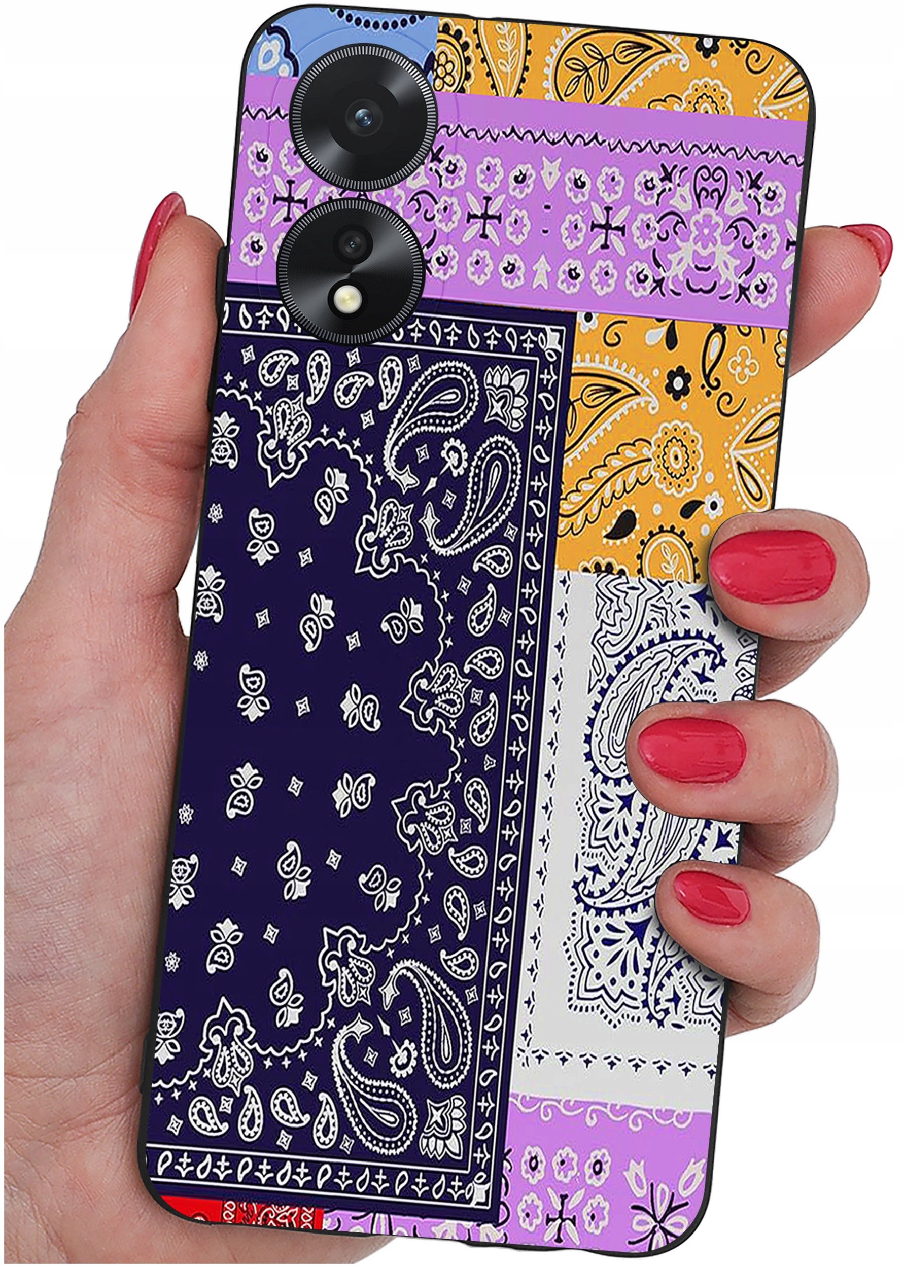 ETUI do Oppo A38 4G WZORY |SILIKONOWE MATT CASE + SZKŁO 9H