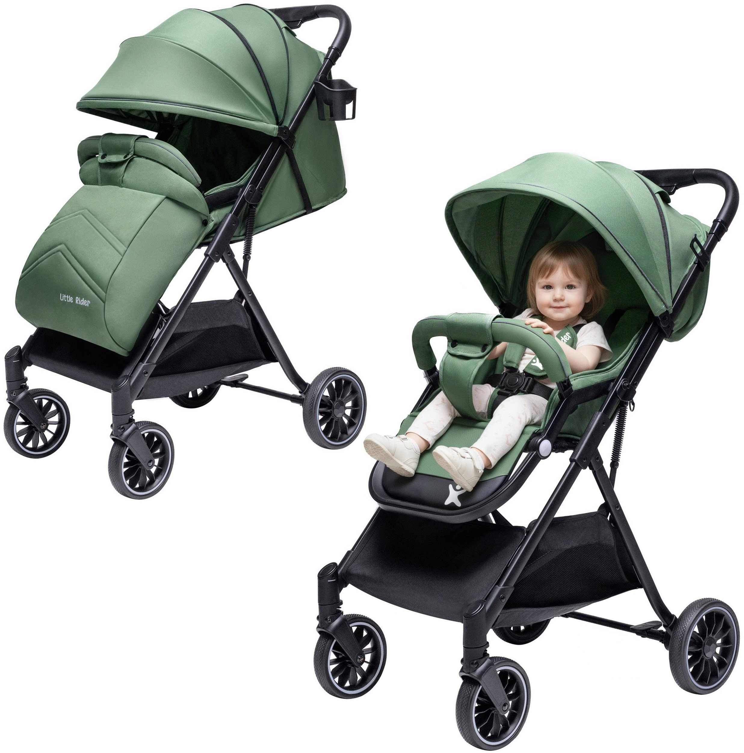 WÓZEK DZIECIĘCY SPACERÓWKA LITTLE RIDER ZEFIR ZIELONY
