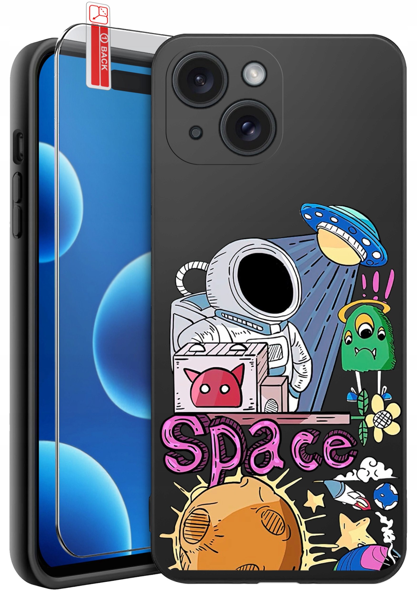 ETUI do iPhone 15 | WZORY | SILIKONOWE MATT CASE + SZKŁO 9H