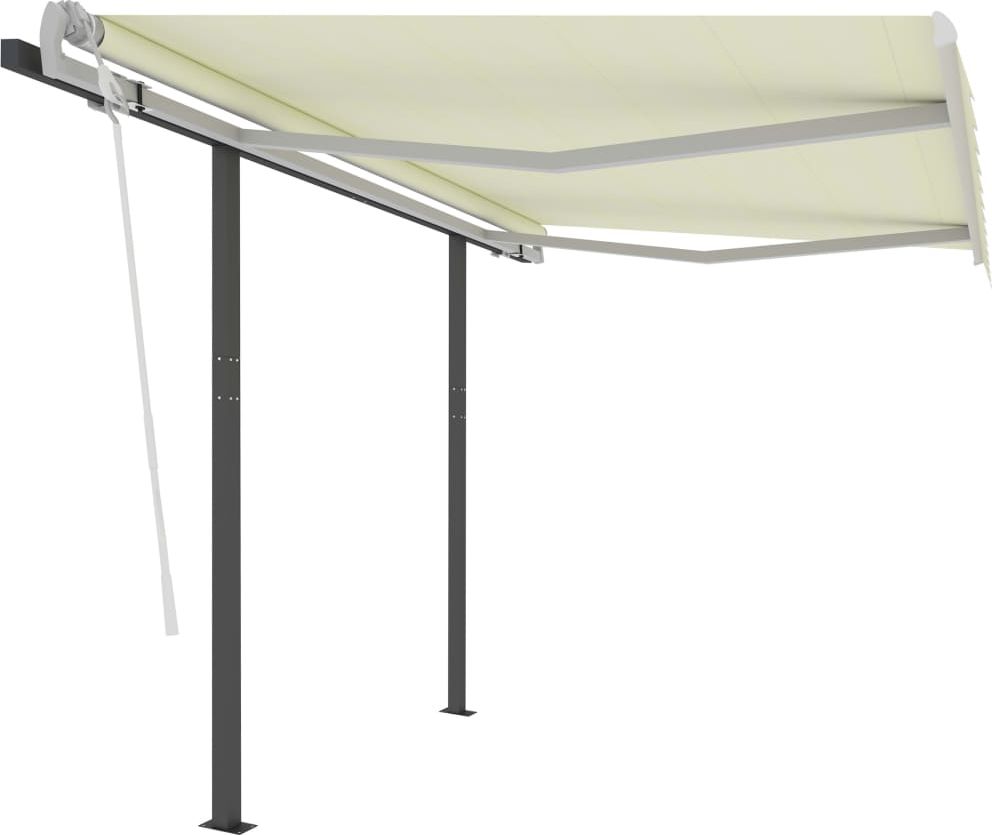 vidaXL Automatycznie zwijana markiza ze słupkami, 3x2,5 m, kremowa