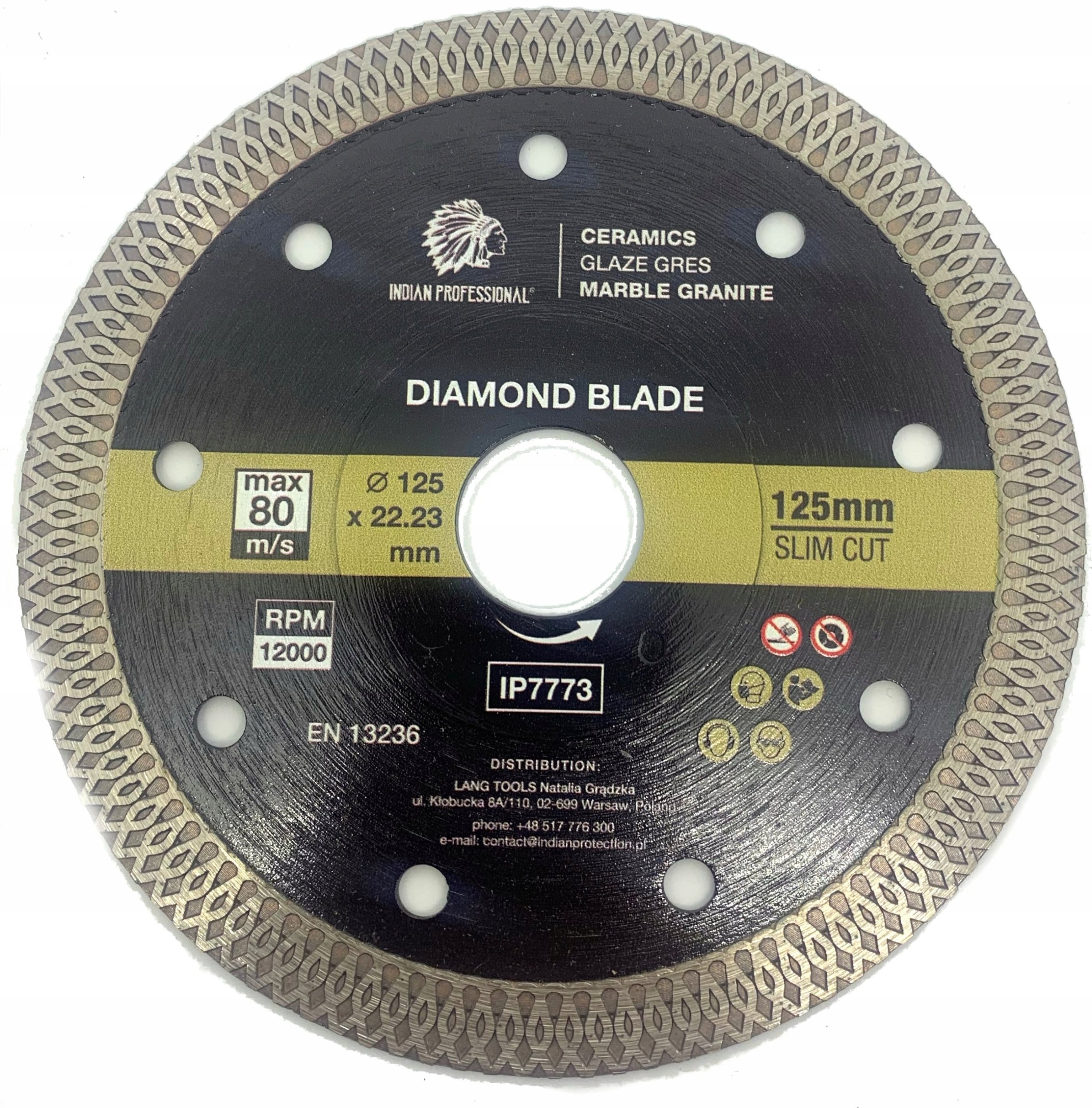 INDIAN PROFESSIONAL TARCZA DIAMENTOWA 125mm x 1,4mm x 22,2mm SLIM CUT INDIAN PROFESSIONAL