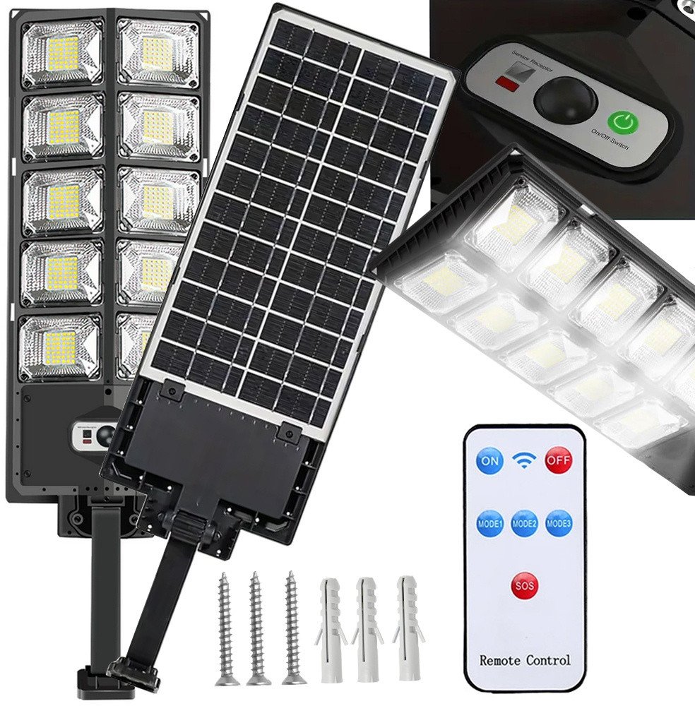 Lampa solarna led czujnik ruchu zmierzchu pilot latarnia nocna uliczna