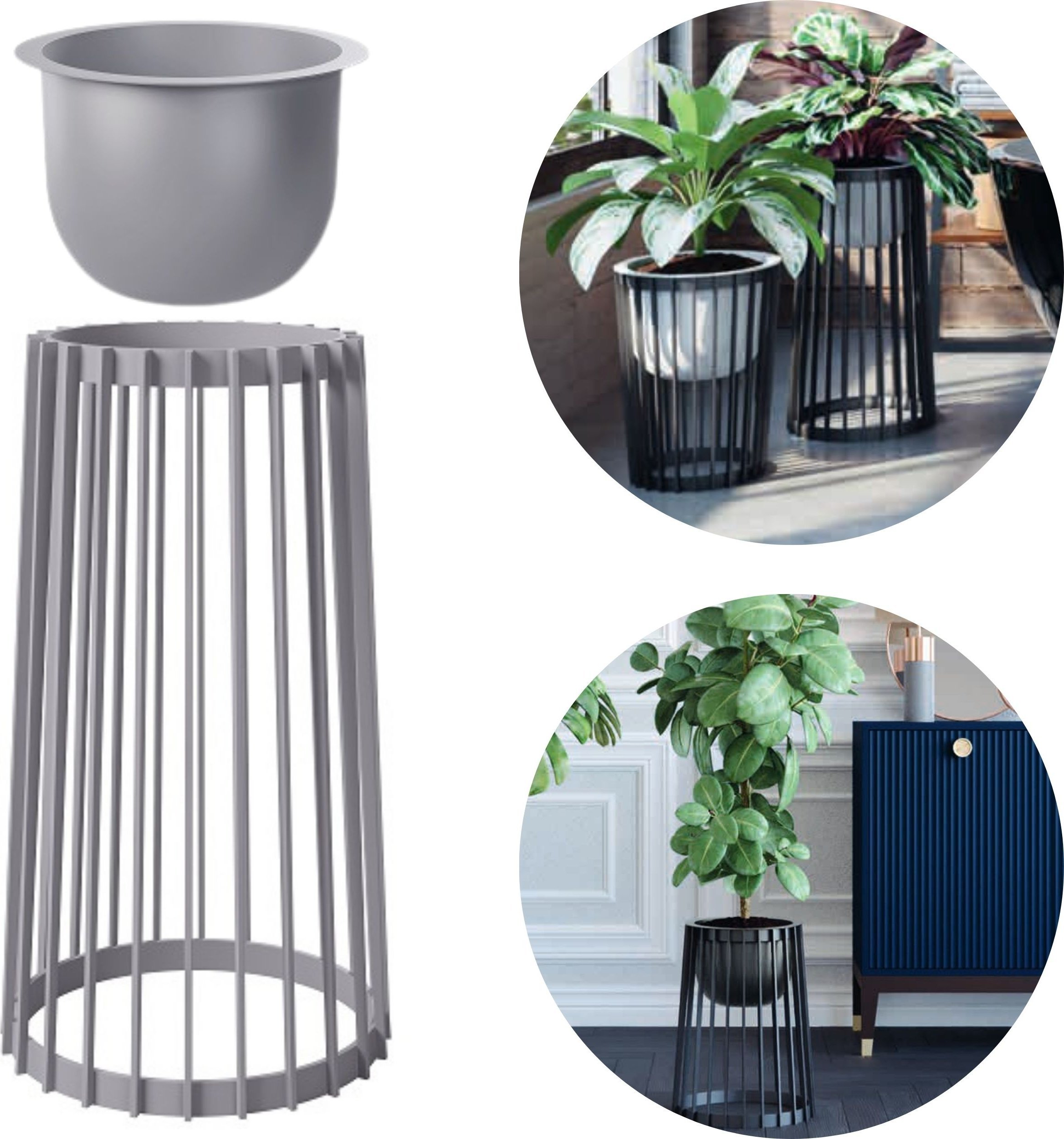 Kwietnik wysoki dwustronny Standy 54h Stojak na kwiaty + wkład wewnętrzny