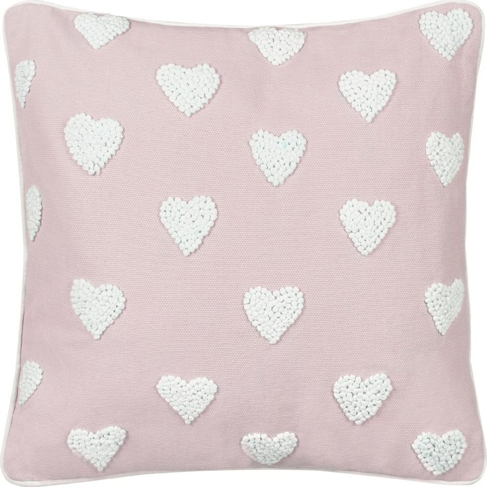 Beliani Bawełniana poduszka dekoracyjna w serca 45 x 45 cm różowa GAZANIA