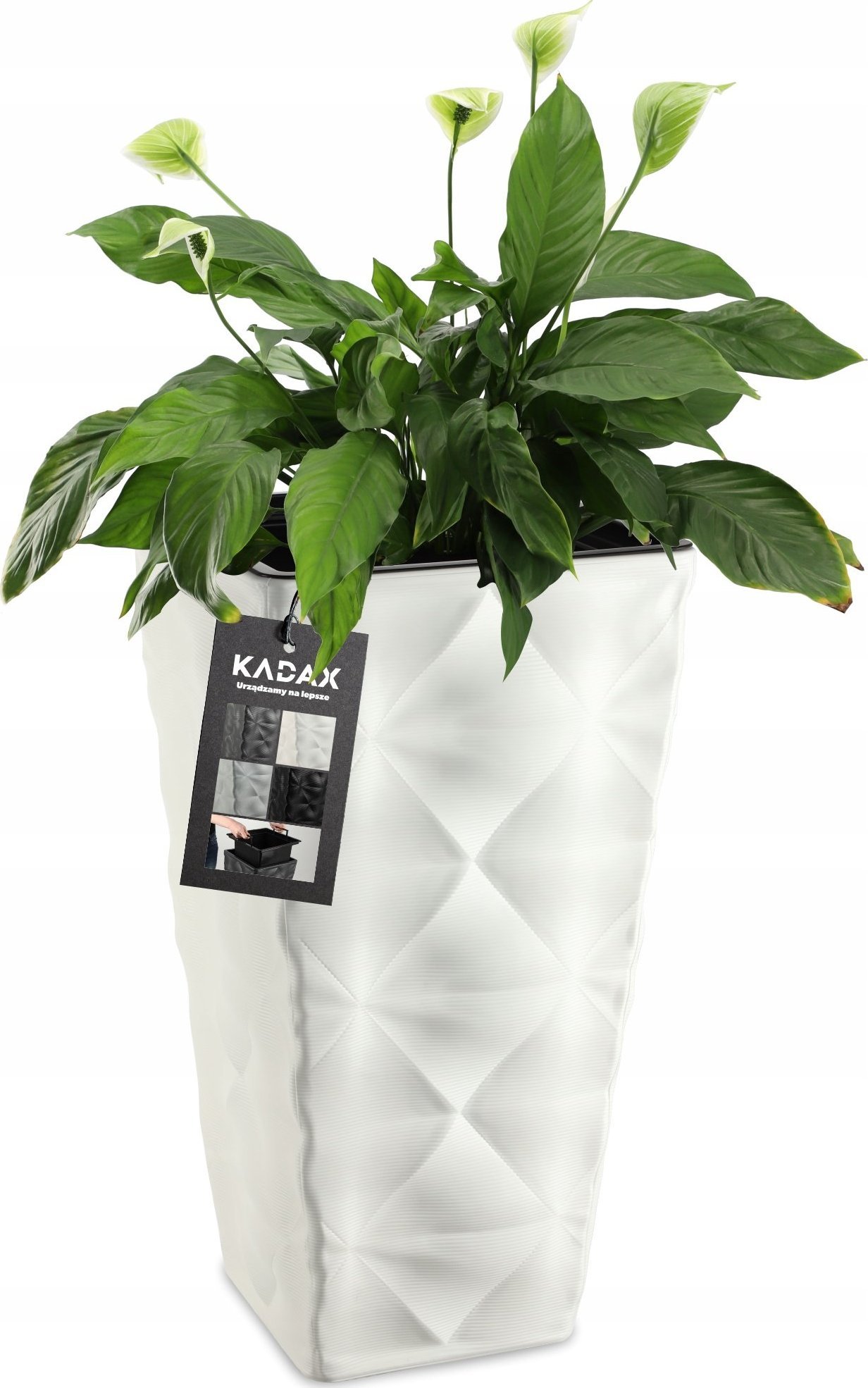 Kadax Doniczka Donica + Wkład Osłonka Kwiaty Biała 75cm