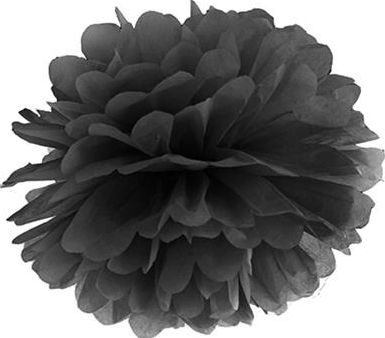 Party Deco Pompon bibułowy, czarny, 25 cm uniwersalny