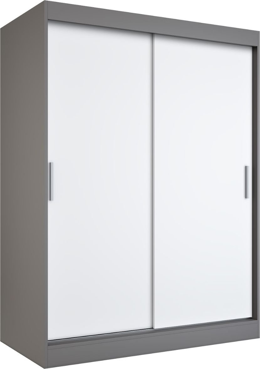 MKPOL Szafa przesuwna MODUO COMFORT 150 antracyt/biała mat gładka