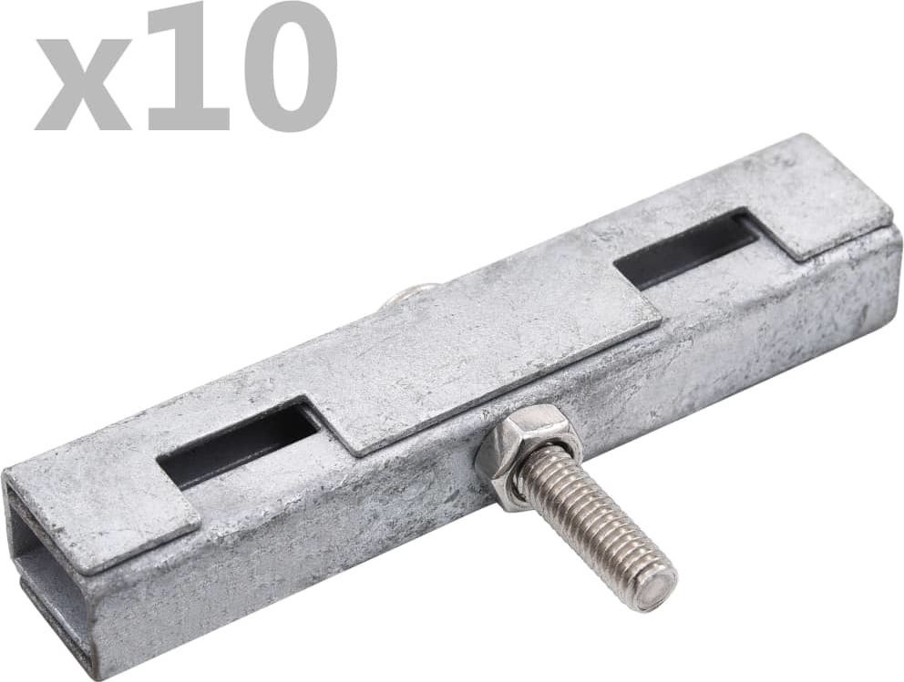 vidaXL Łączniki U do paneli ogrodzeniowych, 10 zestawów, srebrne