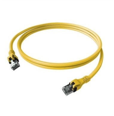 EasyLan DualBoot PushPull Patch Cable Cat.6A (Class EA), S/FTP, RJ45 / RJ45, żółty, 2 m