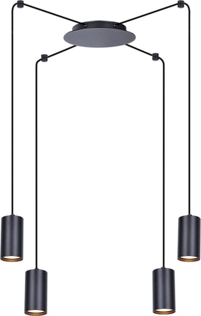 Lampa wisząca Kaja Metalowa LAMPA wisząca K-4897 Kaja pająk tuby loft do biura czarne