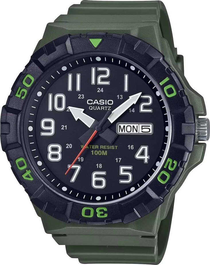 Zegarek Casio Zegarek marki Casio model MRW-210H-3A kolor Zielony. Akcesoria męski. Sezon: Cały rok NoSize