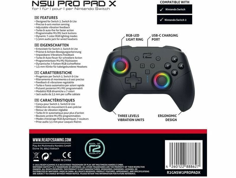 ready2gaming Nintendo Switch 2 Game Pro X 2 Black
