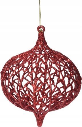 Koopman Bombka na choinkę ażurowa czerwona nietłukąca 13x10 cm