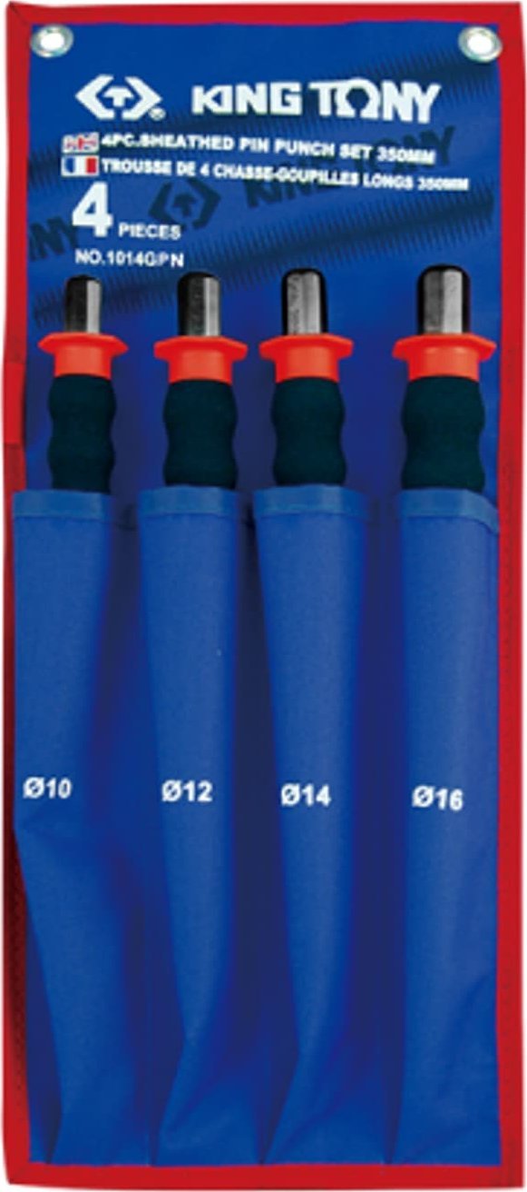 King Tony ZESTAW WYBIJAKÓW IGŁOWYCH Z UCHWYTEM GUMOWYM 10 - 16mm, 4 części King Tony