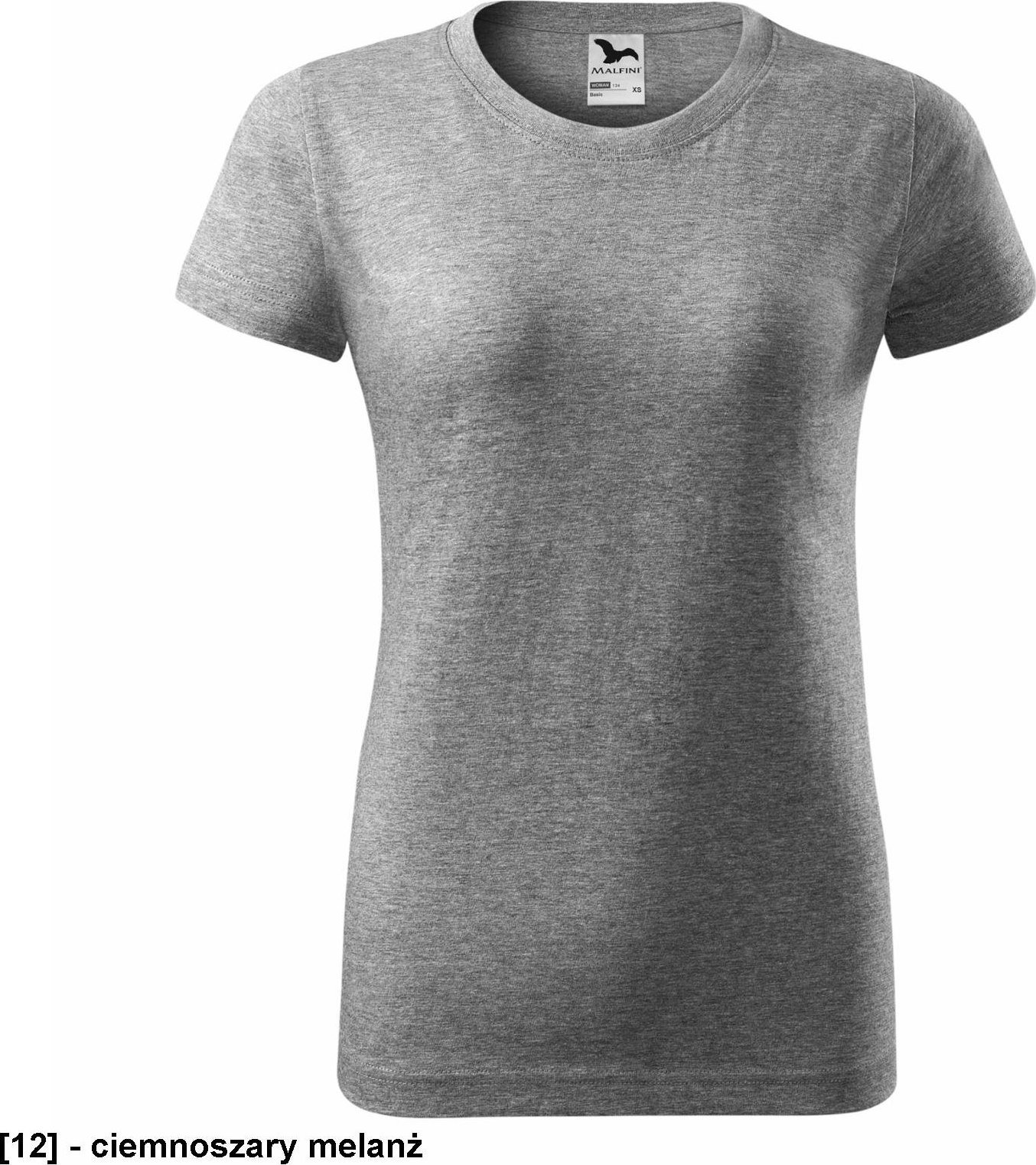 MALFINI Basic 134 - ADLER - Koszulka damska, 160 g/m - ciemnoszary melanż L