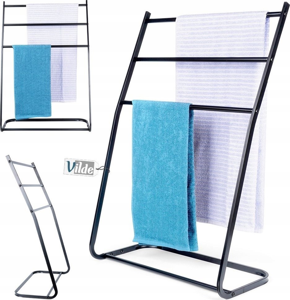 Vilde Wieszak na Ręczniki Ubrania Wolnostojący Metalowy Czarny VILDE 58x28x86,5cm