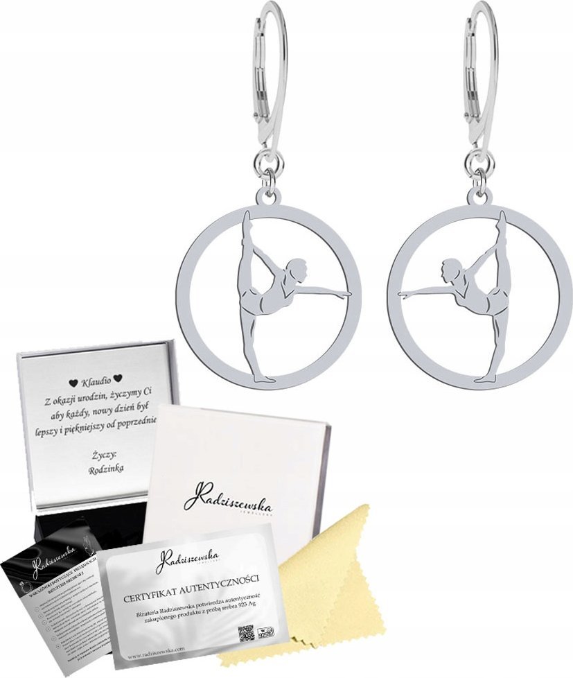 Radziszewska Jewellery Kolczyki Srebrne Gimnastyka Gimnastyczka 925 Bigiel GRAWER DEDYKACJA GRATIS