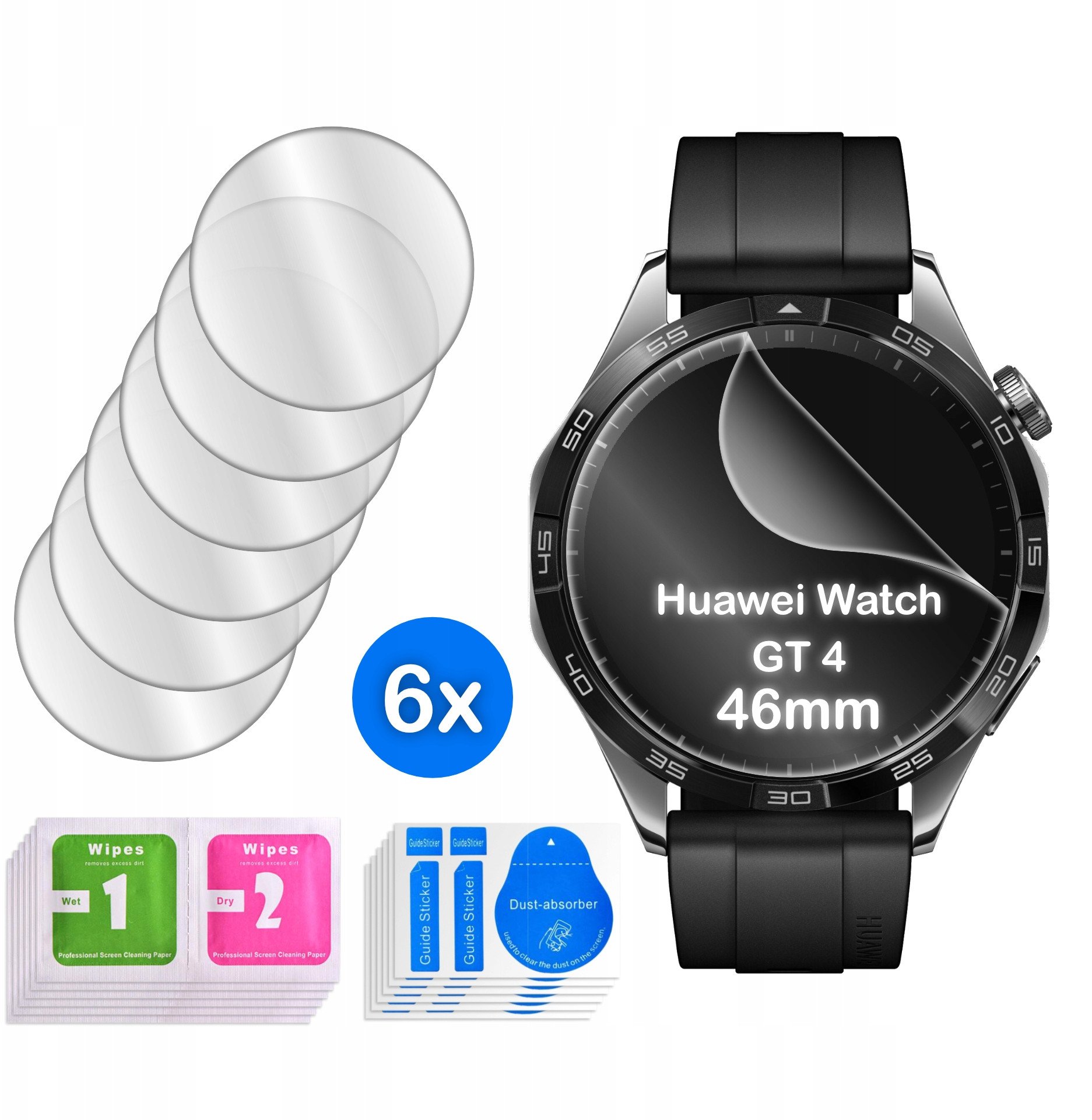 FOLIA do Huawei Watch GT4 46mm HYDROŻELOWA OCHRONNA na ekran 3D 6 sztuk