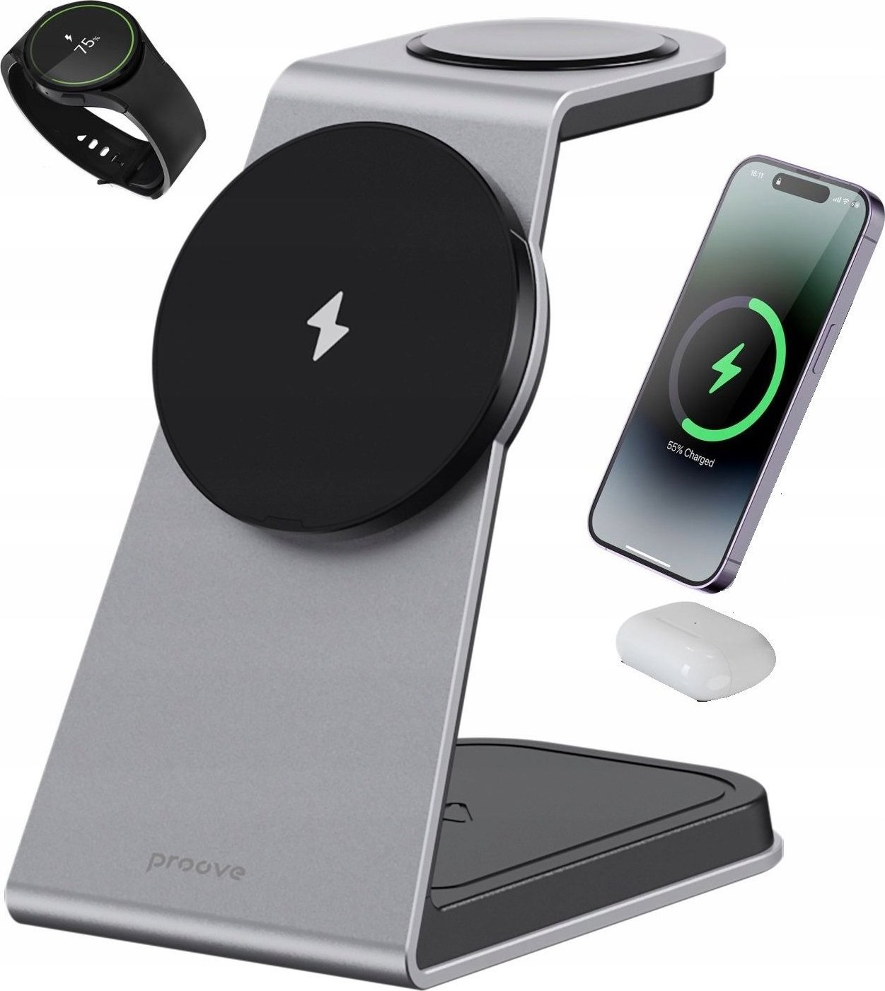 Bezprzewodowa Ładowarka 3w1 QI MagSafe na Telefon Zegarek Słuchawki / Omni Power 15W