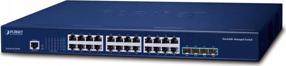 Switch Planet PLANET Layer 3 24-Port 10/100/1000T Zarządzany L3 Gigabit Ethernet (10/100/1000) 1U Niebieski