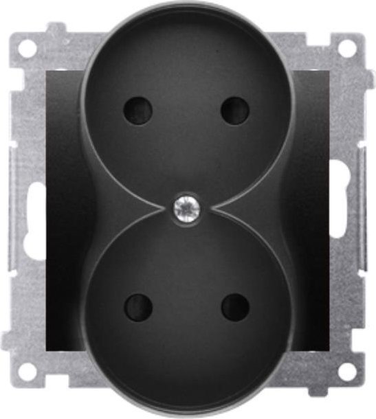 Kontakt-Simon Simon 54 Gniazdo wtyczkowe b/u z przesł. podwójne (moduł) 16A 250V zaciski śrub. czarny mat do ramek S54 PREMIUM DG2MZ.01/49